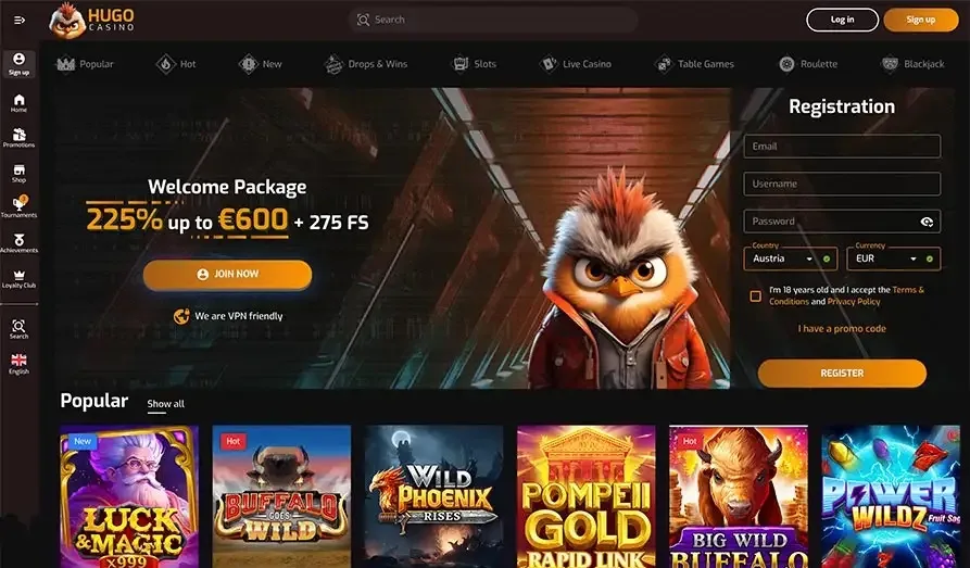 Hugo online casino voorbeeld